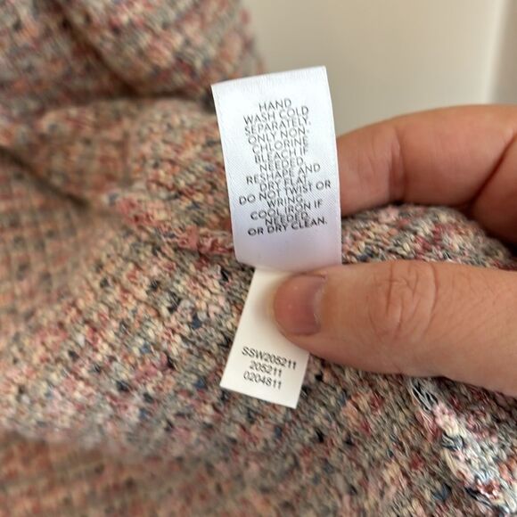 J. Jill Women Tweed Pink & Gray Cardigan Sweater blazer  Textured Multicolor MED - Picture 9 of 10